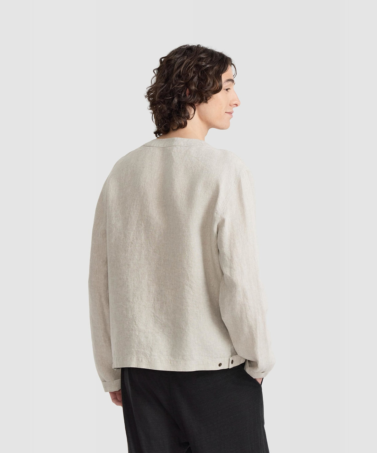 HOMME メンズ メンズ リネン 長袖 シャツ カーディガン グレー