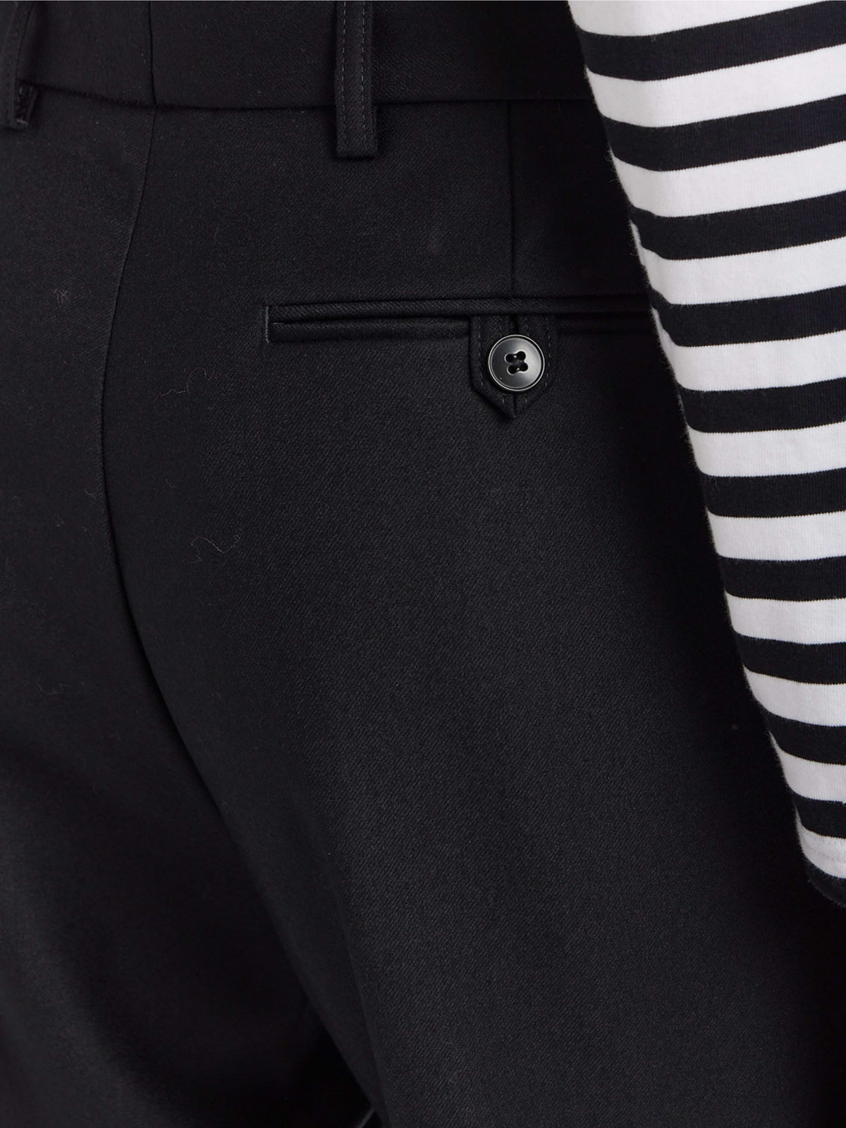 HOMME メンズ メンズ ウールギャバジン パンツ ブラック