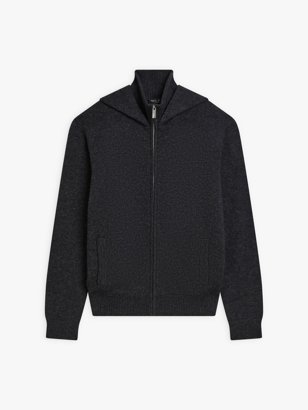 HOMME メンズ メンズ カシミヤ ジップフーディ ブルゾン "Bronson" グレー×ブラック