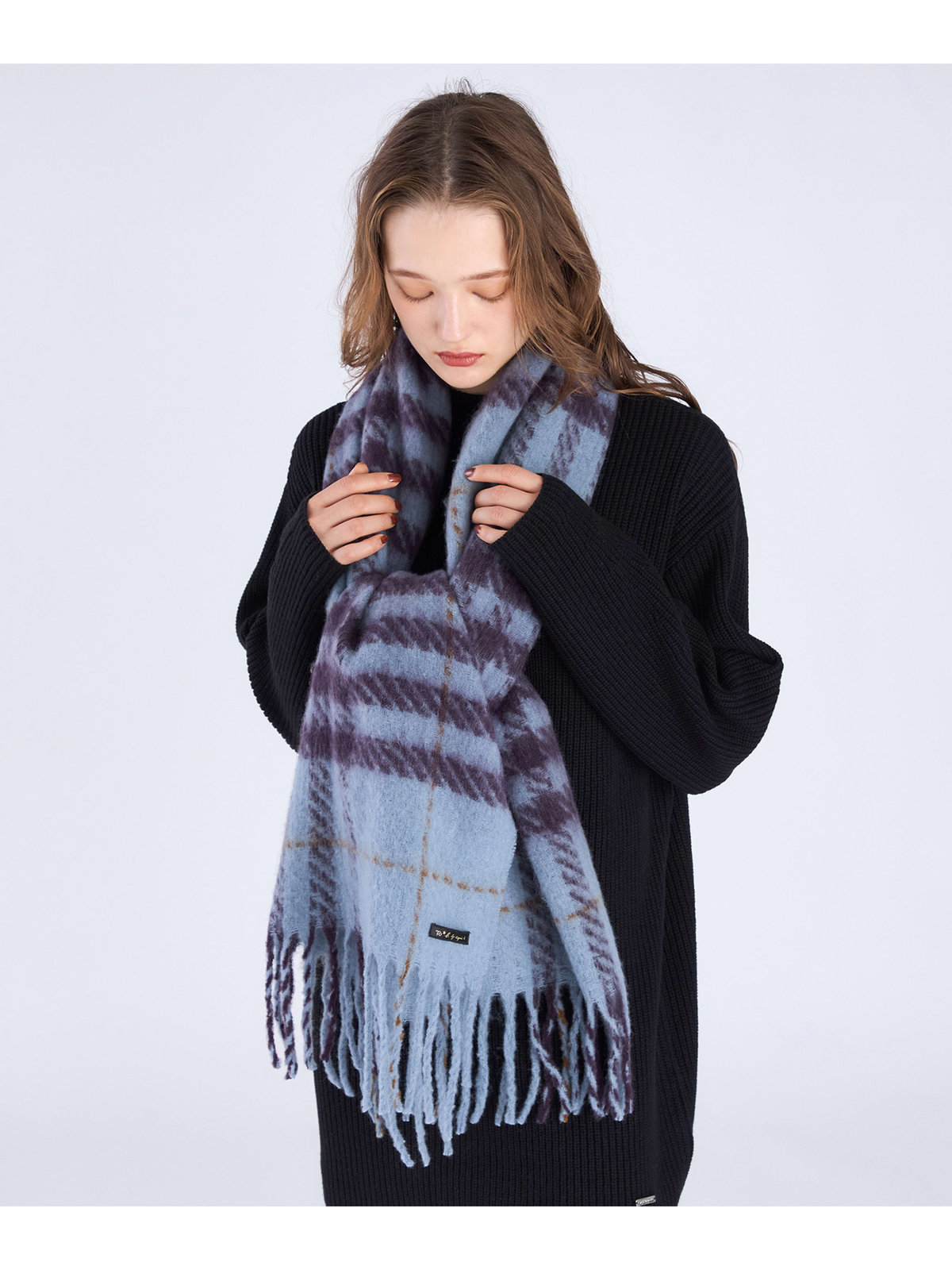 To b. by agnès b. 【Outlet】WEB限定 チェック マフラー ブルー