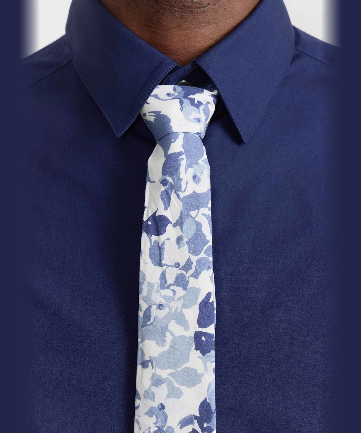 HOMME メンズ メンズ フラワープリント コットン ネクタイ "Philipe" ブルー系その他