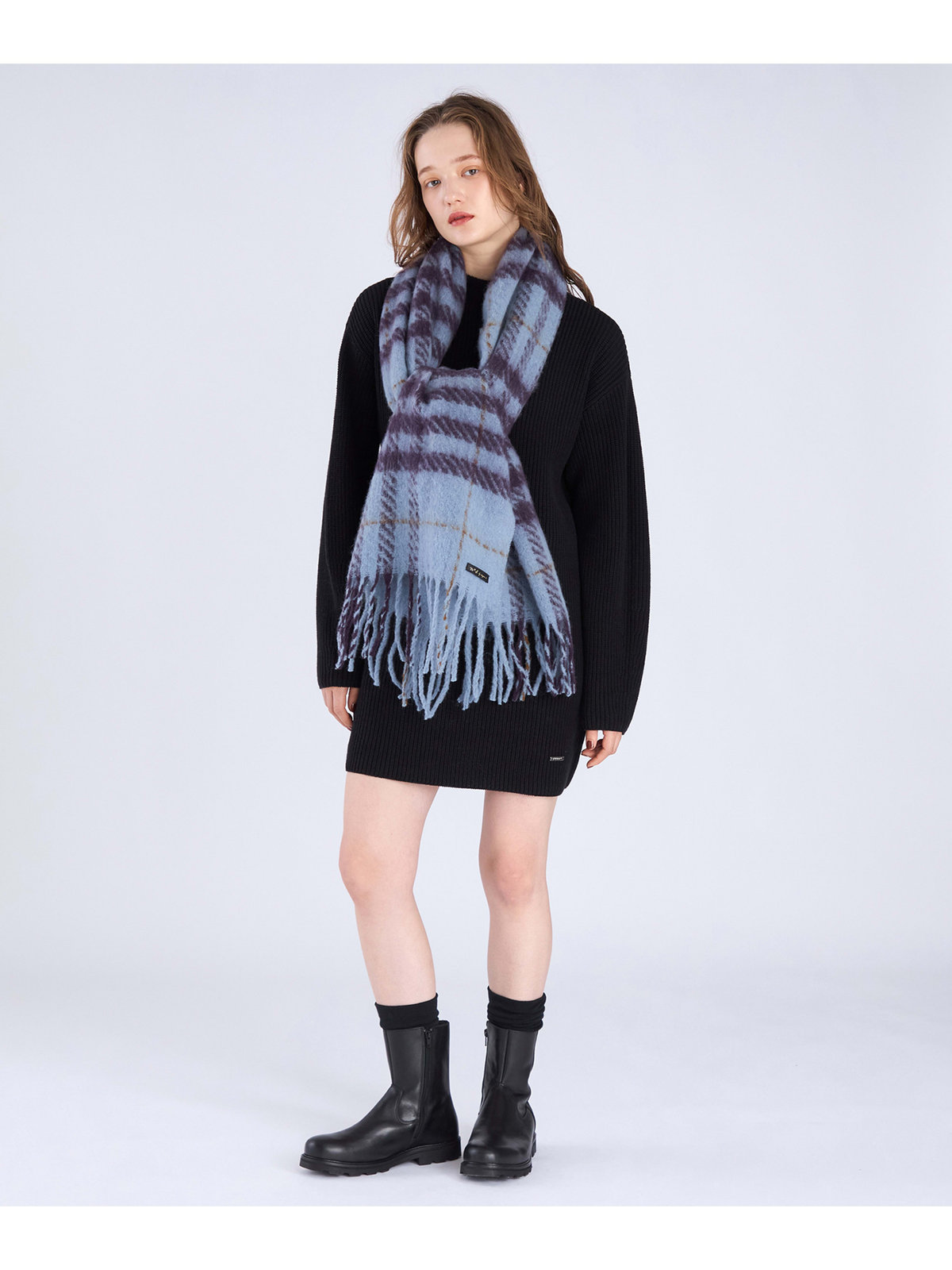 To b. by agnès b. 【Outlet】WEB限定 チェック マフラー ブルー