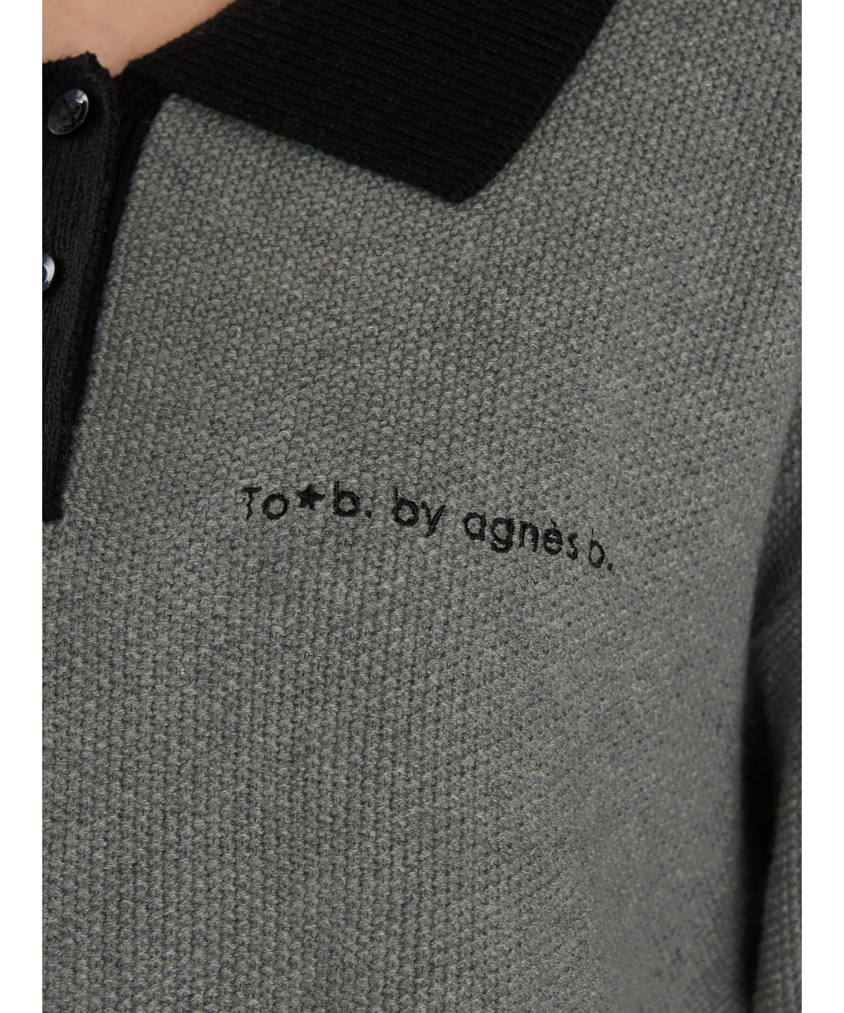 To b. by agnès b. WEBスペシャル ロゴ バイカラー ポロニット ミニワンピース グレー