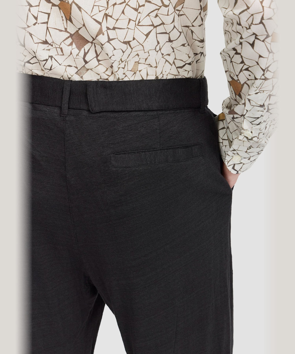 HOMME メンズ メンズ リネン ジャージー パンツ ブラック