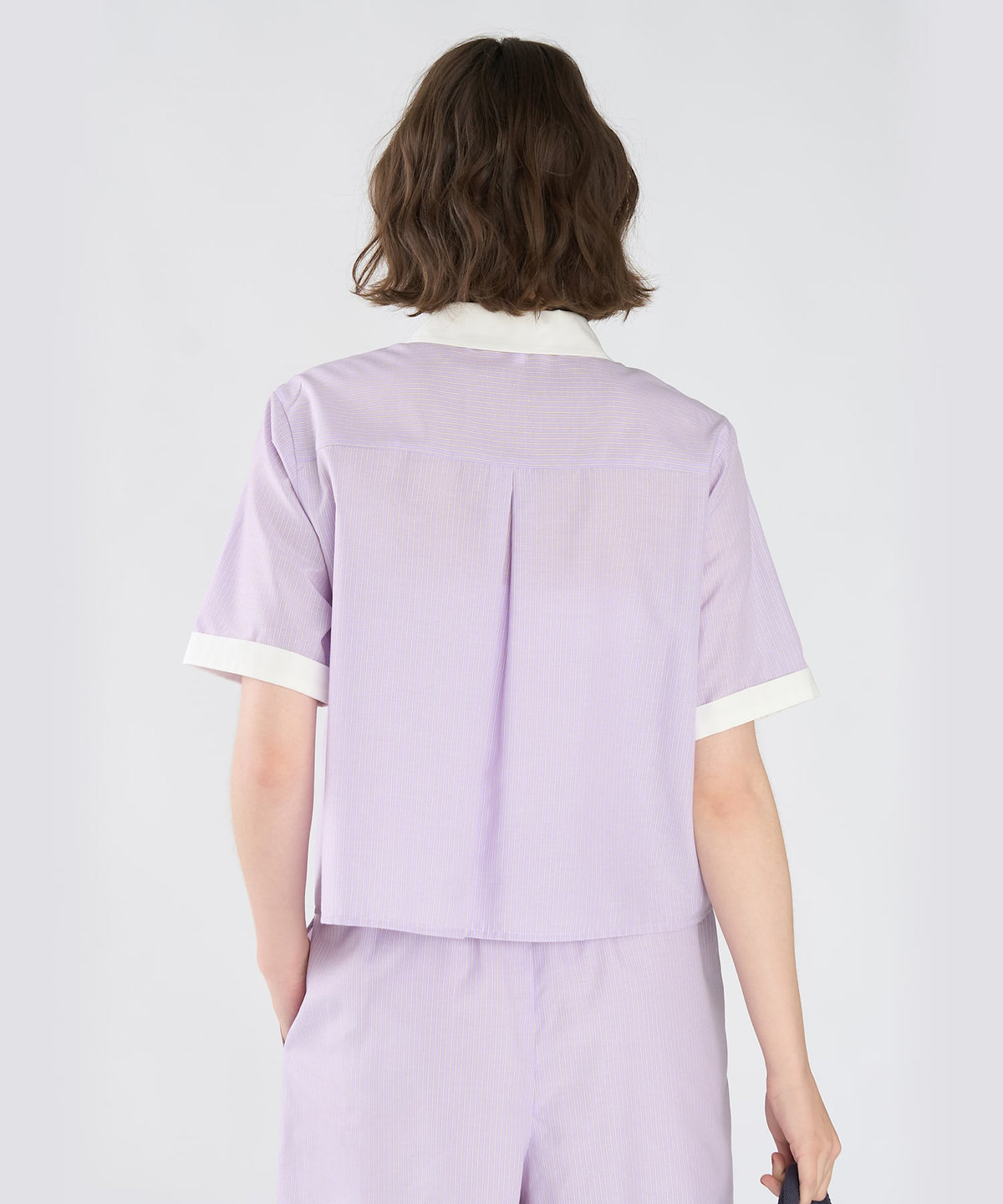 To b. by agnès b. ロゴ プリント ストライプ ハーフスリーブ シャツ パープル系その他