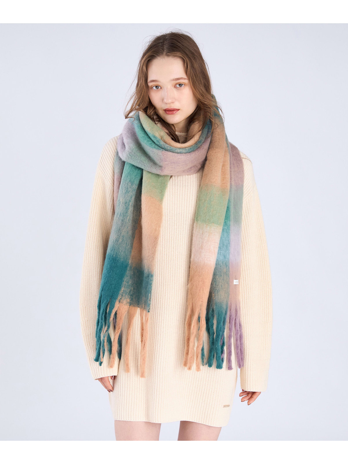 To b. by agnès b. WEB限定 ブロックチェック ストール ブラウン系その他