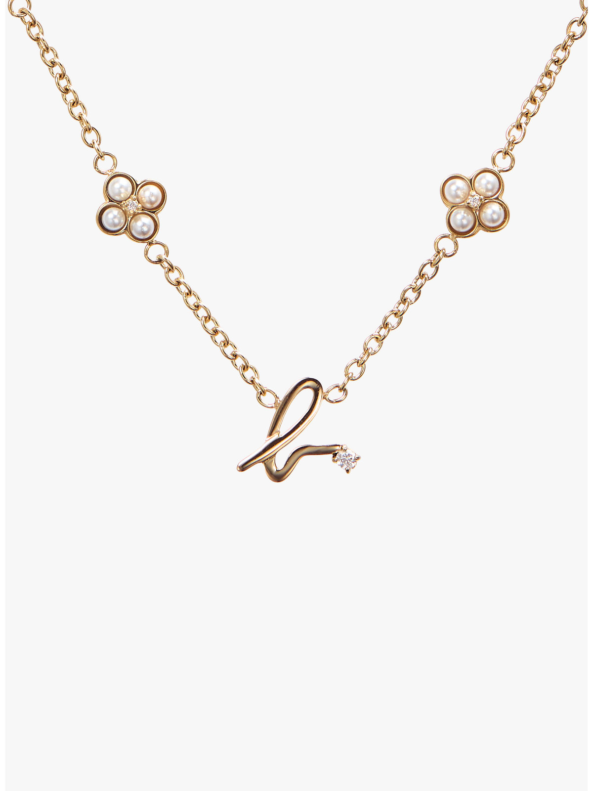 FEMME ウィメンズ b.ロゴ フラワーモチーフ パール ネックレス "Double bloom" ゴールド