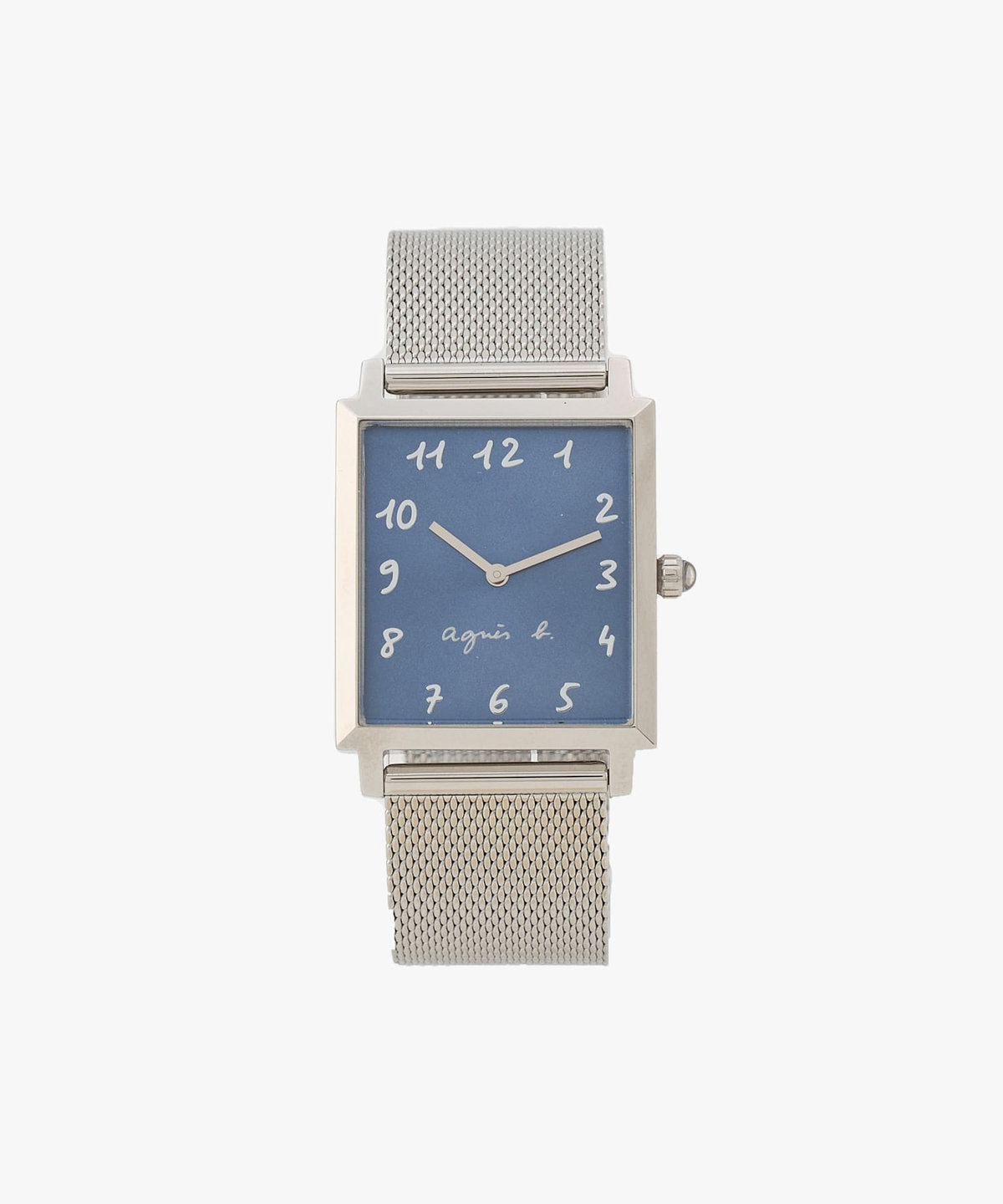 極美品　agnes b. アニエスベー メンズ マルチェロ 腕時計 メッシュ シルバー ステンレス スクエア ウォッチ 