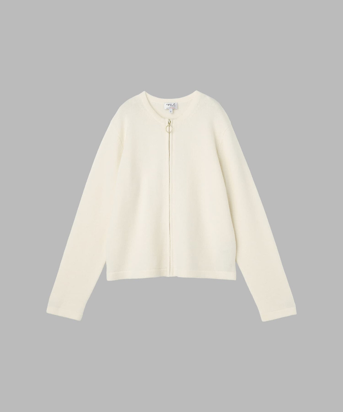 FEMME ウィメンズ カシミヤ 長袖 カーディガン "Zip" ホワイト