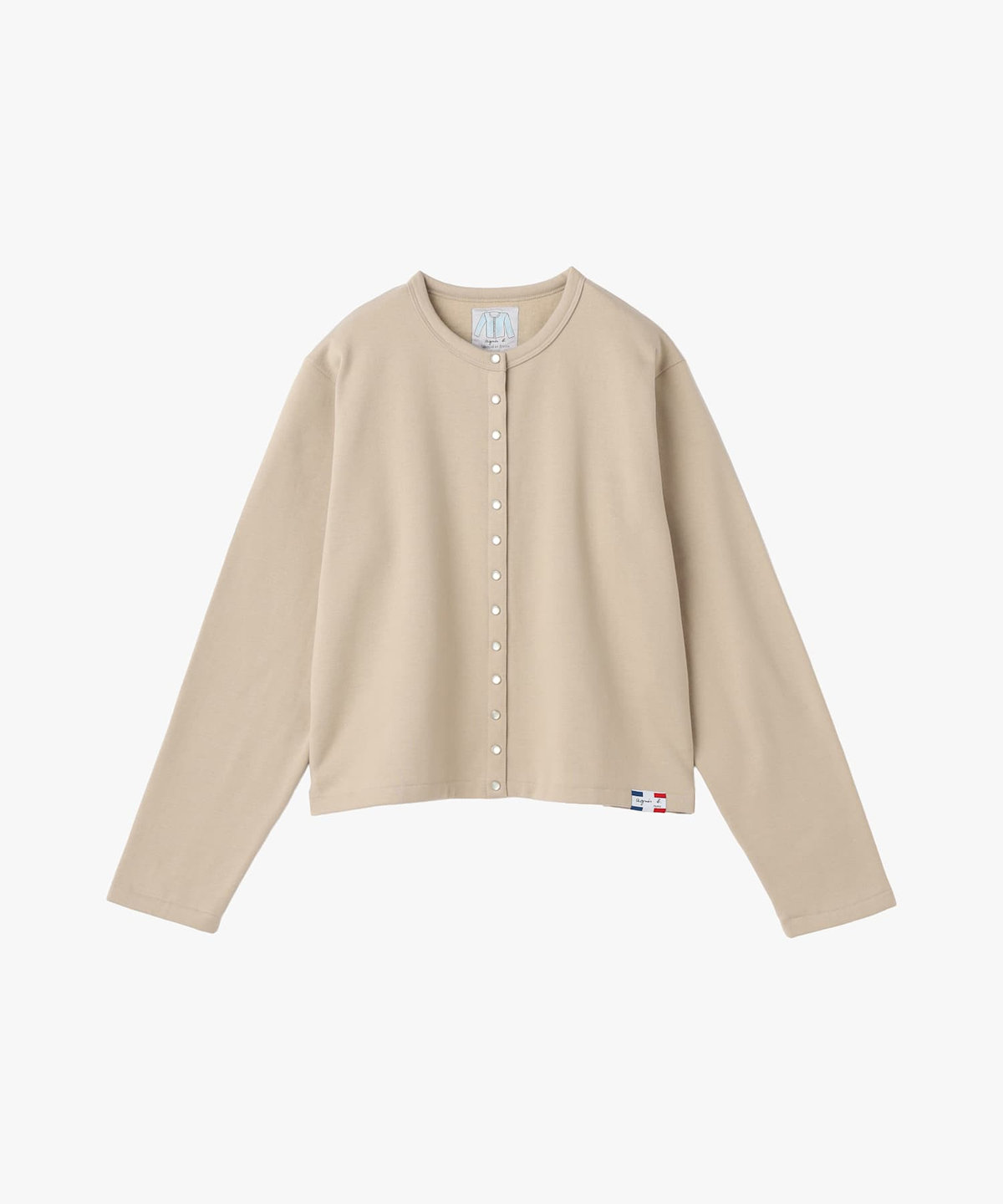 FEMME ウィメンズ オーガニックコットン メルトン 長袖 カーディガンプレッション "Le Classique" ベージュ