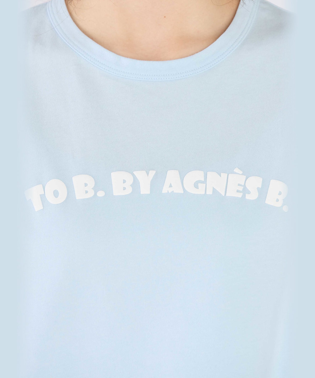 To b. by agnès b. ロゴ パフプリント コットン 半袖 Tシャツ ブルー