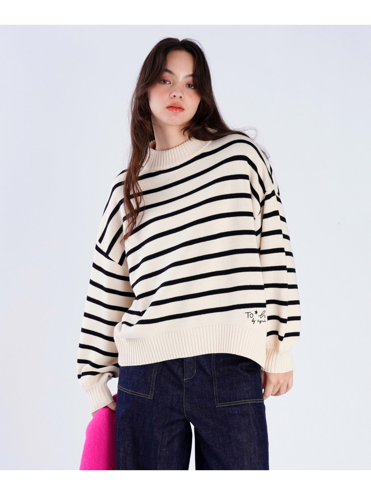 To b. by agnès b. ソフトニット プルオーバー ホワイト