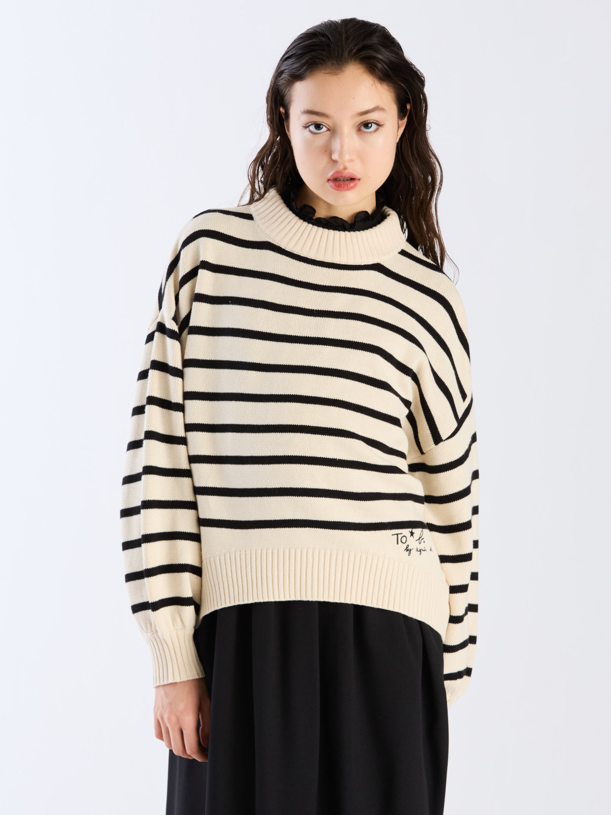 To b. by agnès b. ソフトニット プルオーバー ホワイト