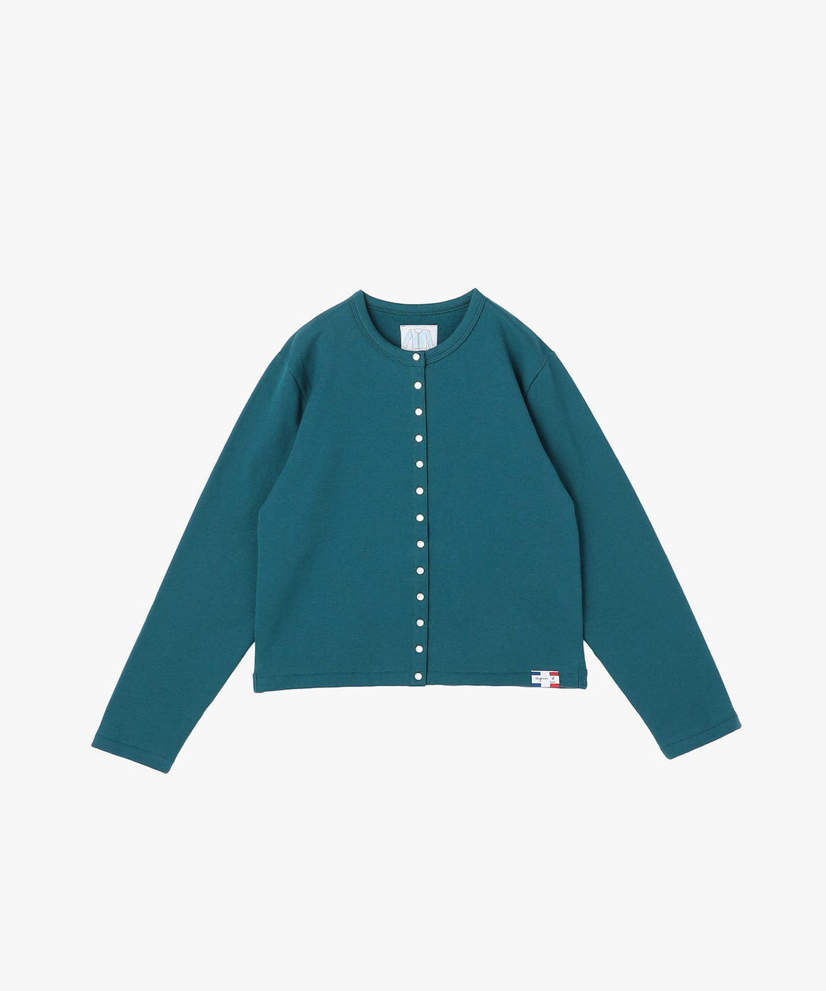 FEMME ウィメンズ オーガニックコットン メルトン 長袖 カーディガンプレッション "Le Classique" グリーン系その他