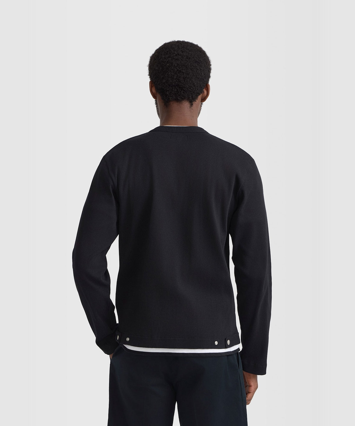 HOMME メンズ メンズ コットン リブ カーディガンプレッション ブラック