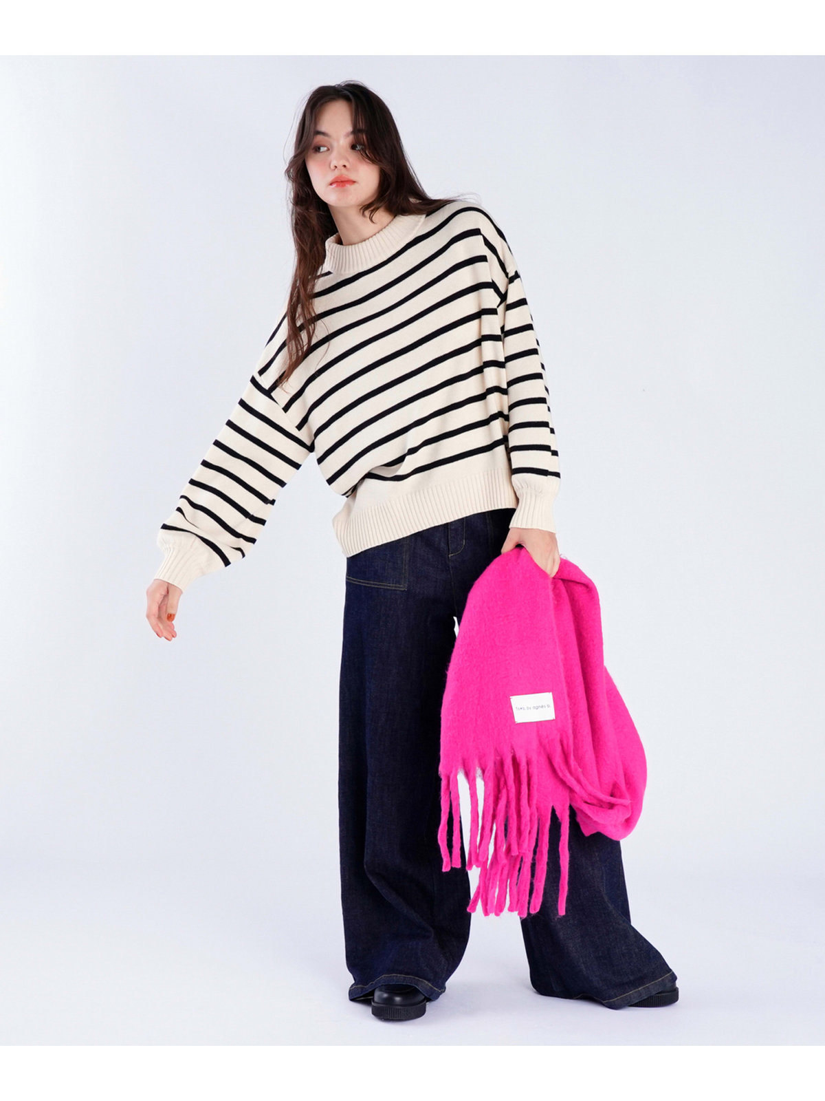 To b. by agnès b. ソフトニット プルオーバー ホワイト