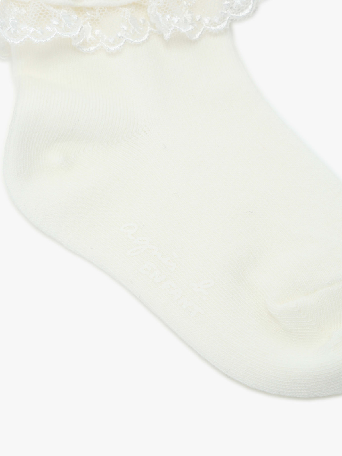 ENFANT ガールズ キッズ "b."ロゴ刺繍 フリル レース ソックス ホワイト