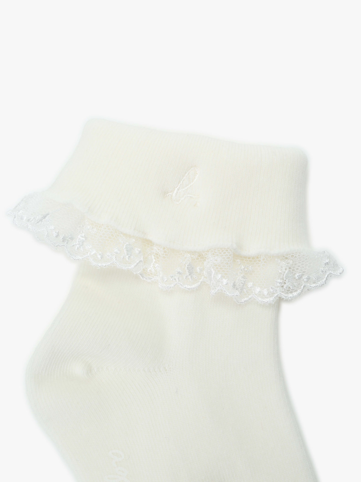 ENFANT ガールズ キッズ "b."ロゴ刺繍 フリル レース ソックス ホワイト