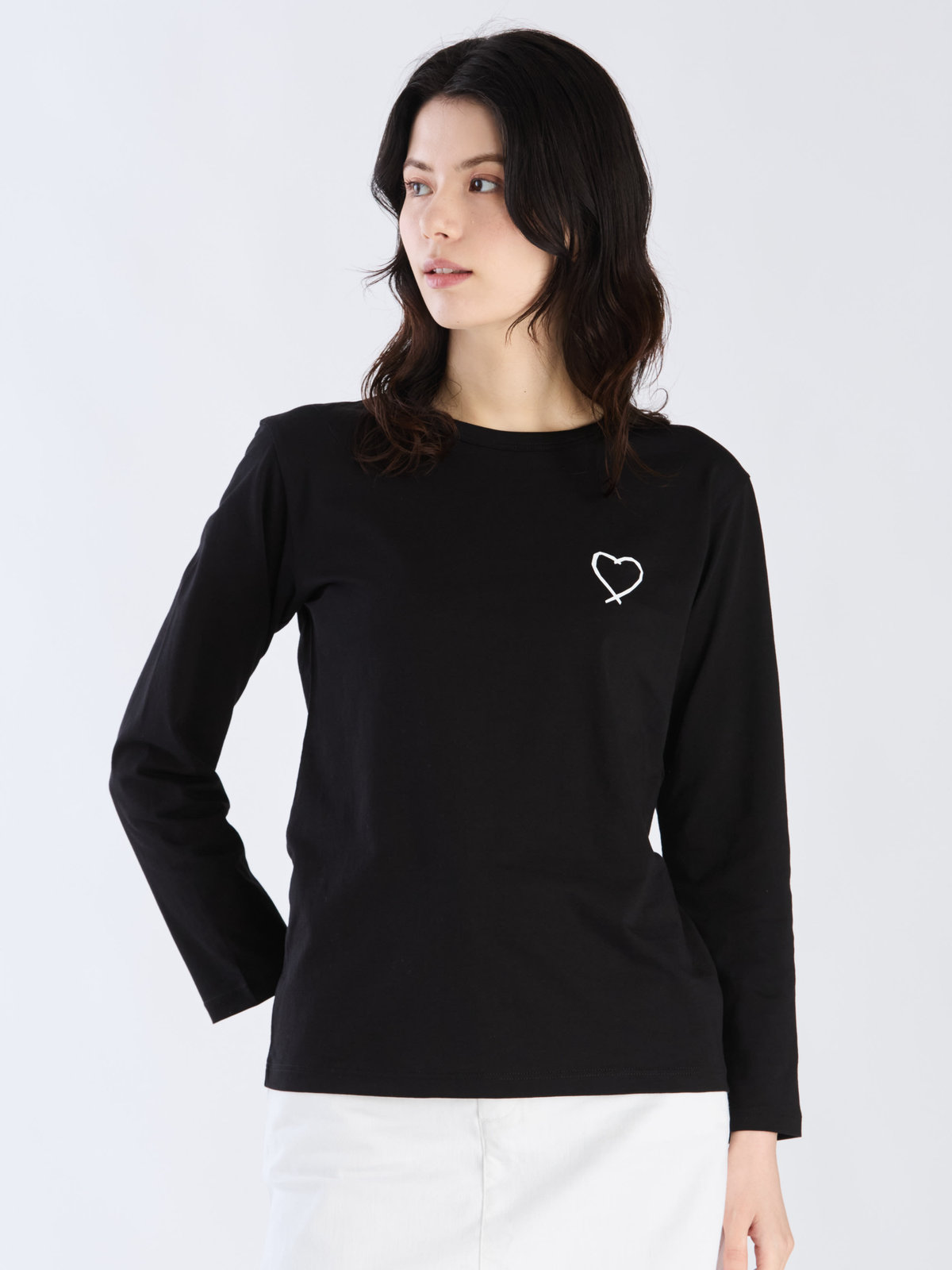 FEMME ウィメンズ アイコニック プリント コットン 長袖 Tシャツ ”Sarajevo heart” ブラック