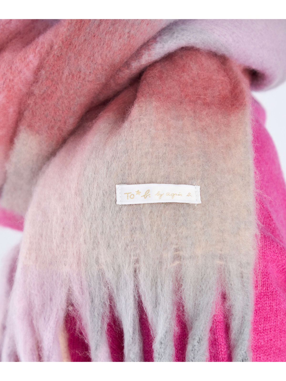 To b. by agnès b. WEB限定 ブロックチェック ストール ベージュ系その他