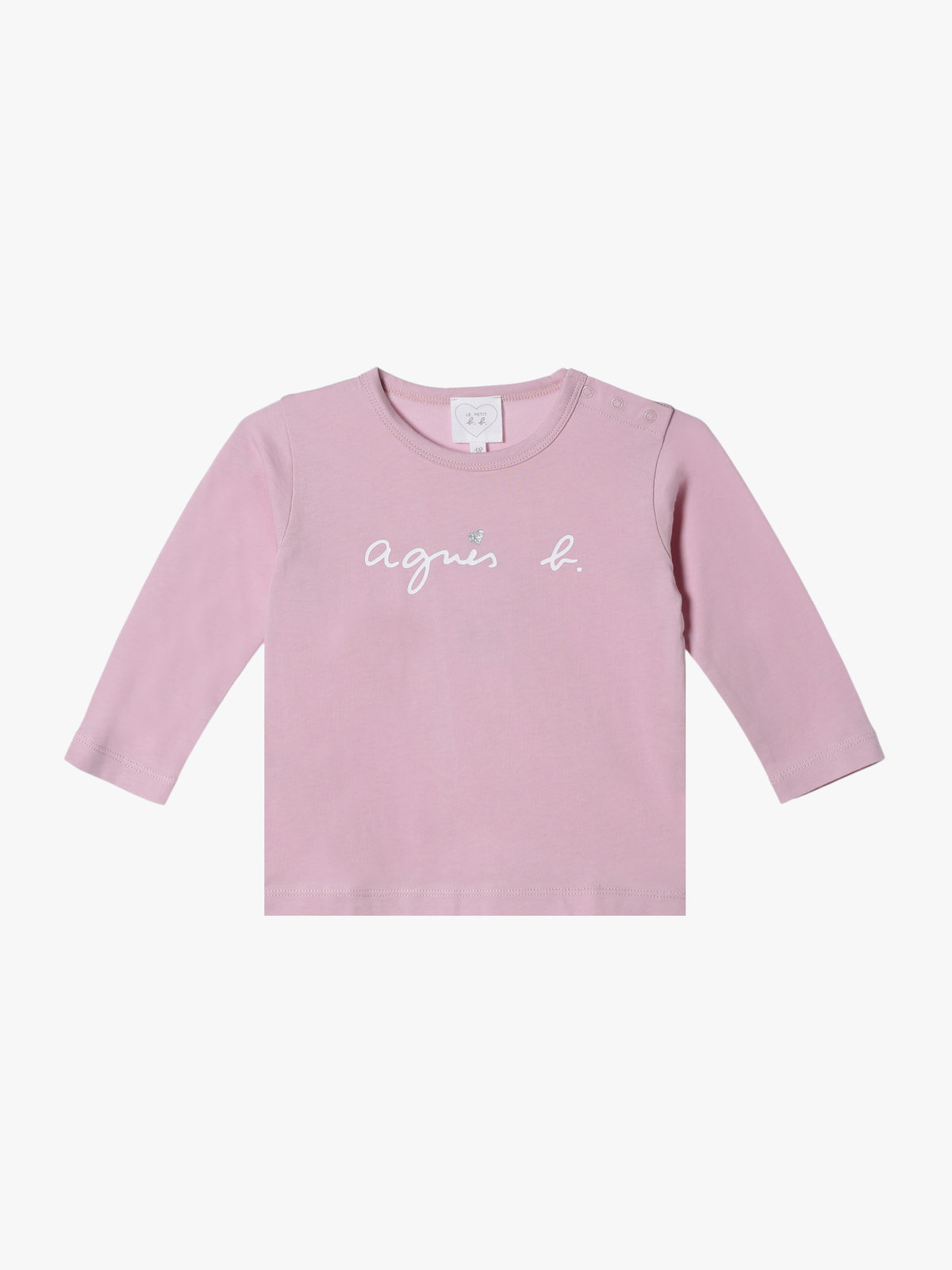 ENFANT ベビー ベビー ロゴ ハート プリント コットン 長袖 Tシャツ ピンク