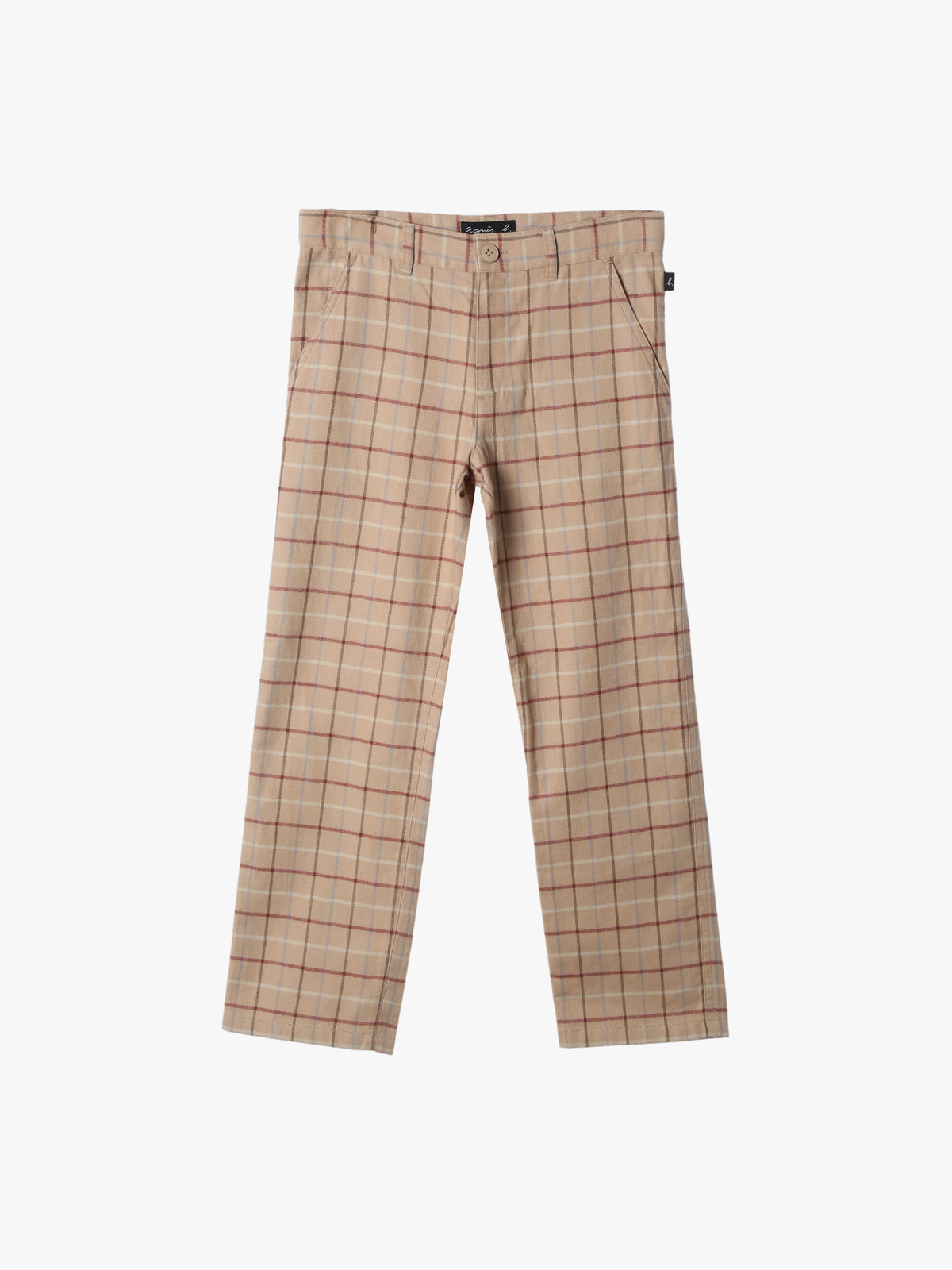 ENFANT ユニセックス 【Outlet】キッズ チェック コットン フルレングス パンツ ベージュ