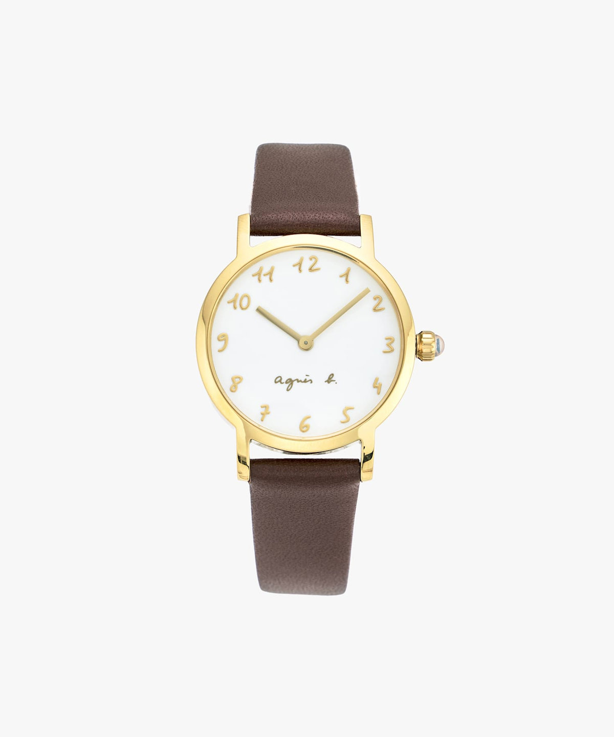 FEMME ウィメンズ ブラウン レザー ラウンド ウォッチ "Marcello" ダークブラウン