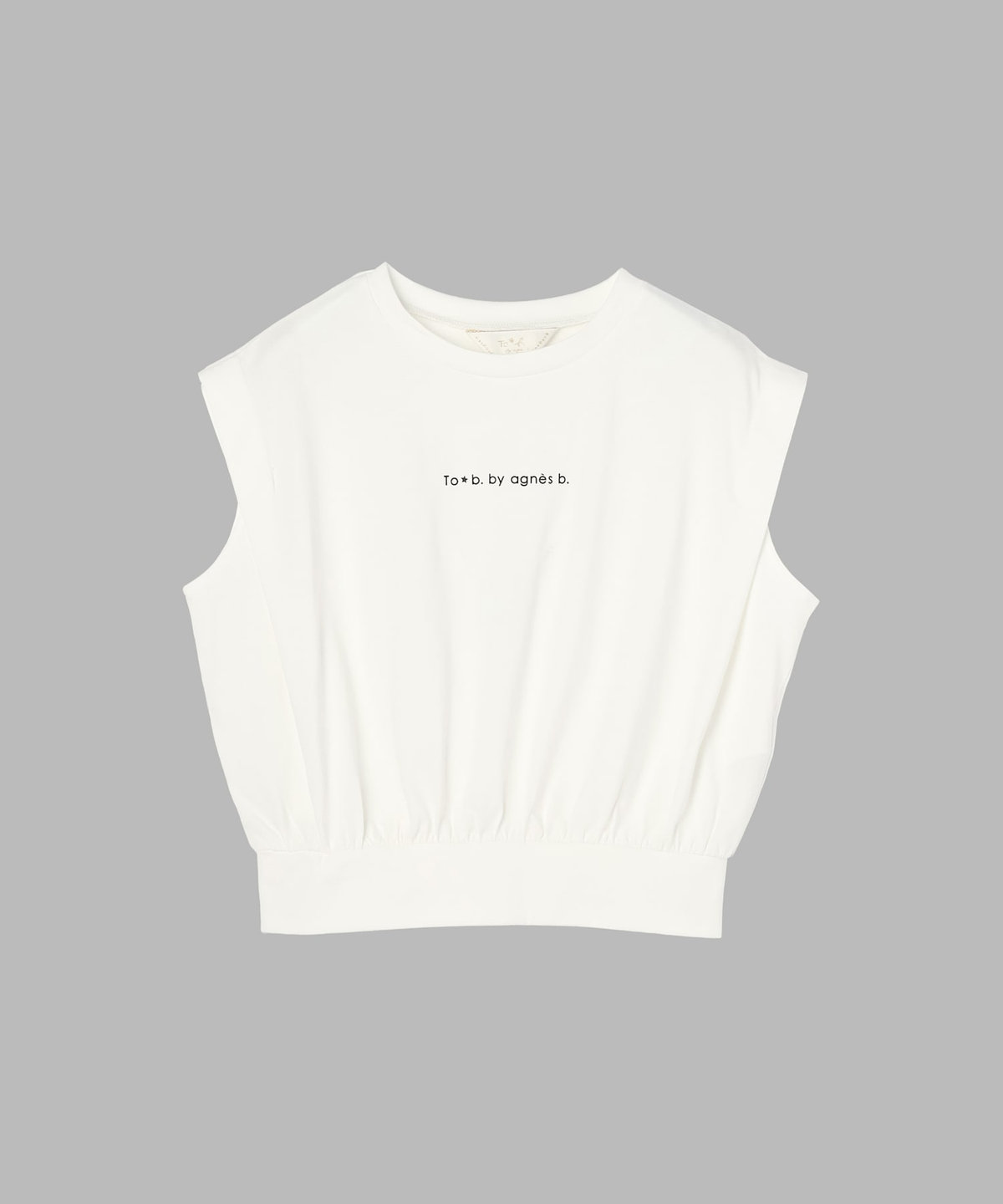 To b. by agnès b. ロゴ コットン フレンチスリーブ トップス ホワイト