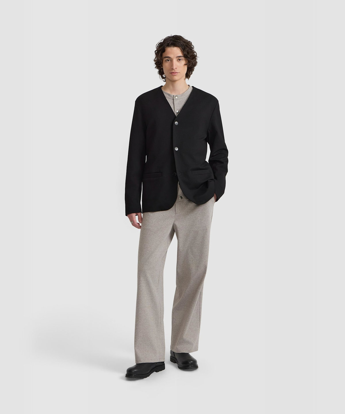 HOMME メンズ メンズ ツイル ジャージー ジャケット "Wase" ブラック