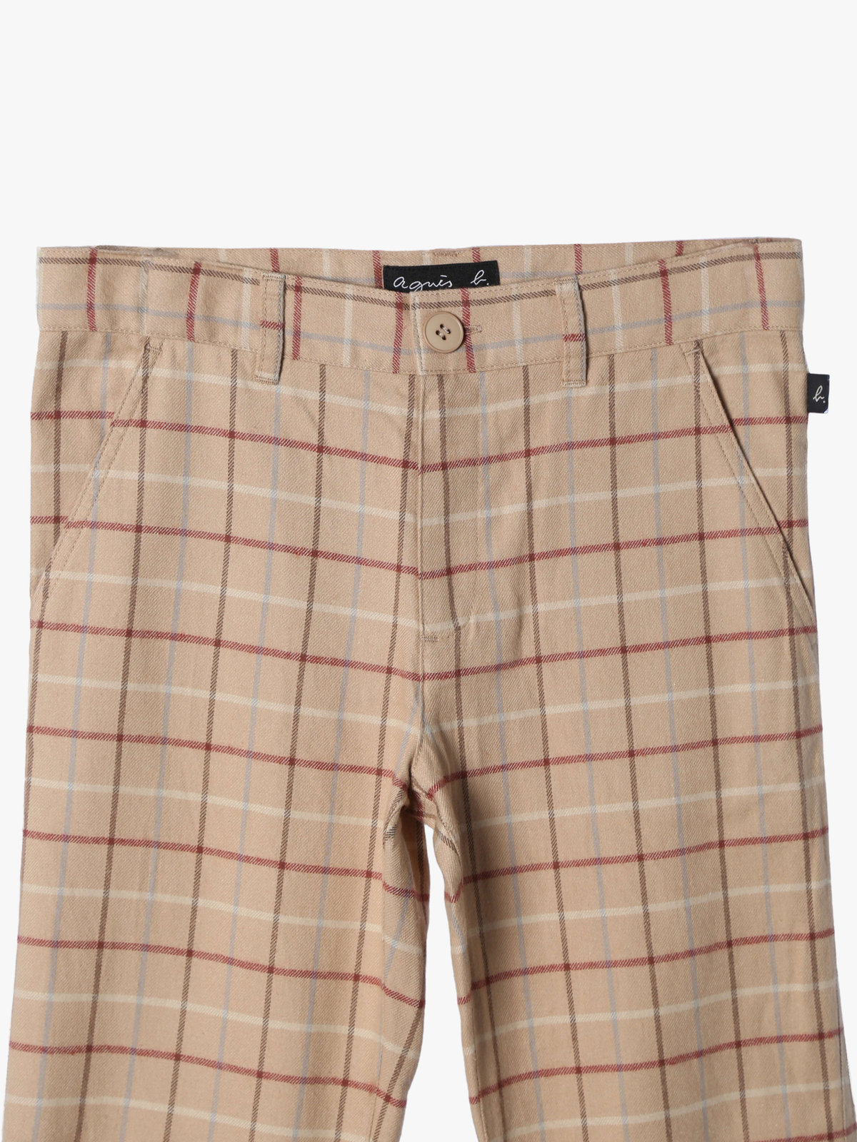 ENFANT ユニセックス 【Outlet】キッズ チェック コットン フルレングス パンツ ベージュ