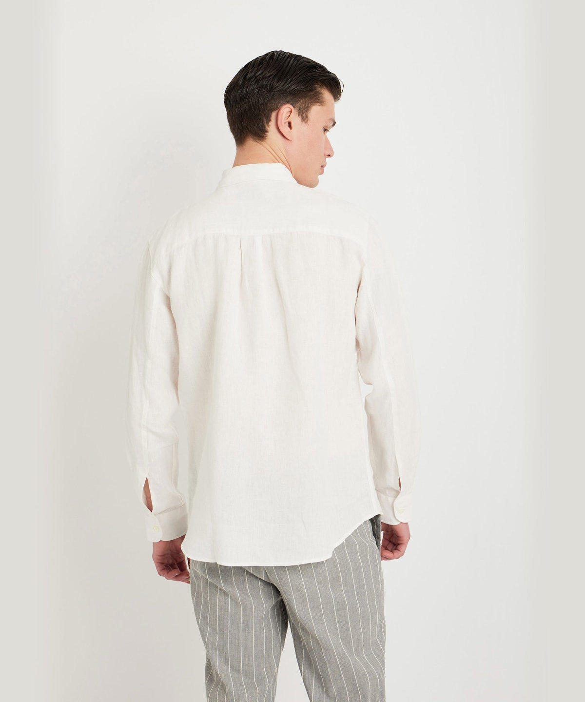 HOMME メンズ メンズ リネンキャンバス 長袖 シャツ "Andr?" ベージュ