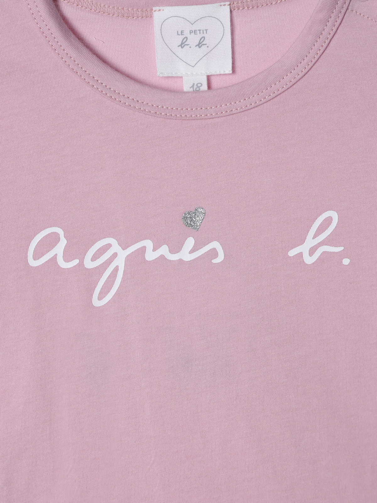 ENFANT ベビー ベビー ロゴ ハート プリント コットン 長袖 Tシャツ ピンク