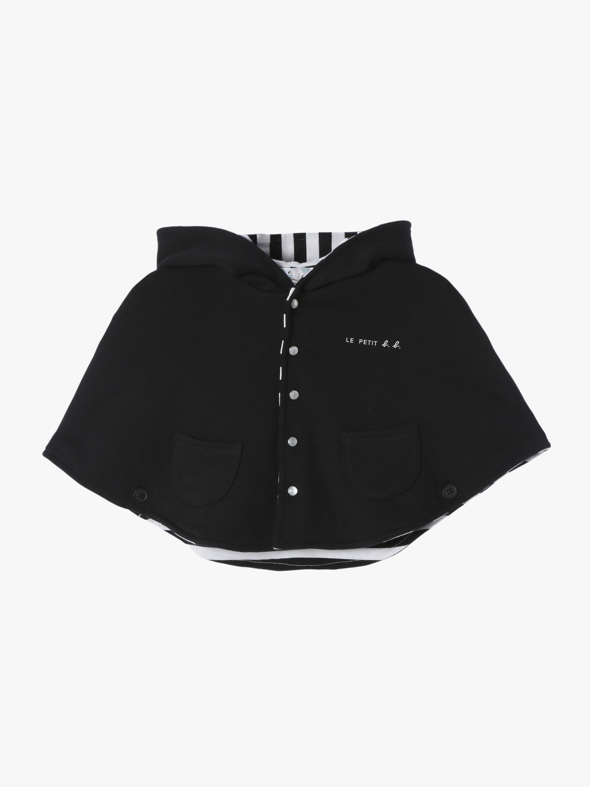 ENFANT ベビー ベビー ”b.b.”ロゴ コットン リバーシブル ポンチョ ブラック