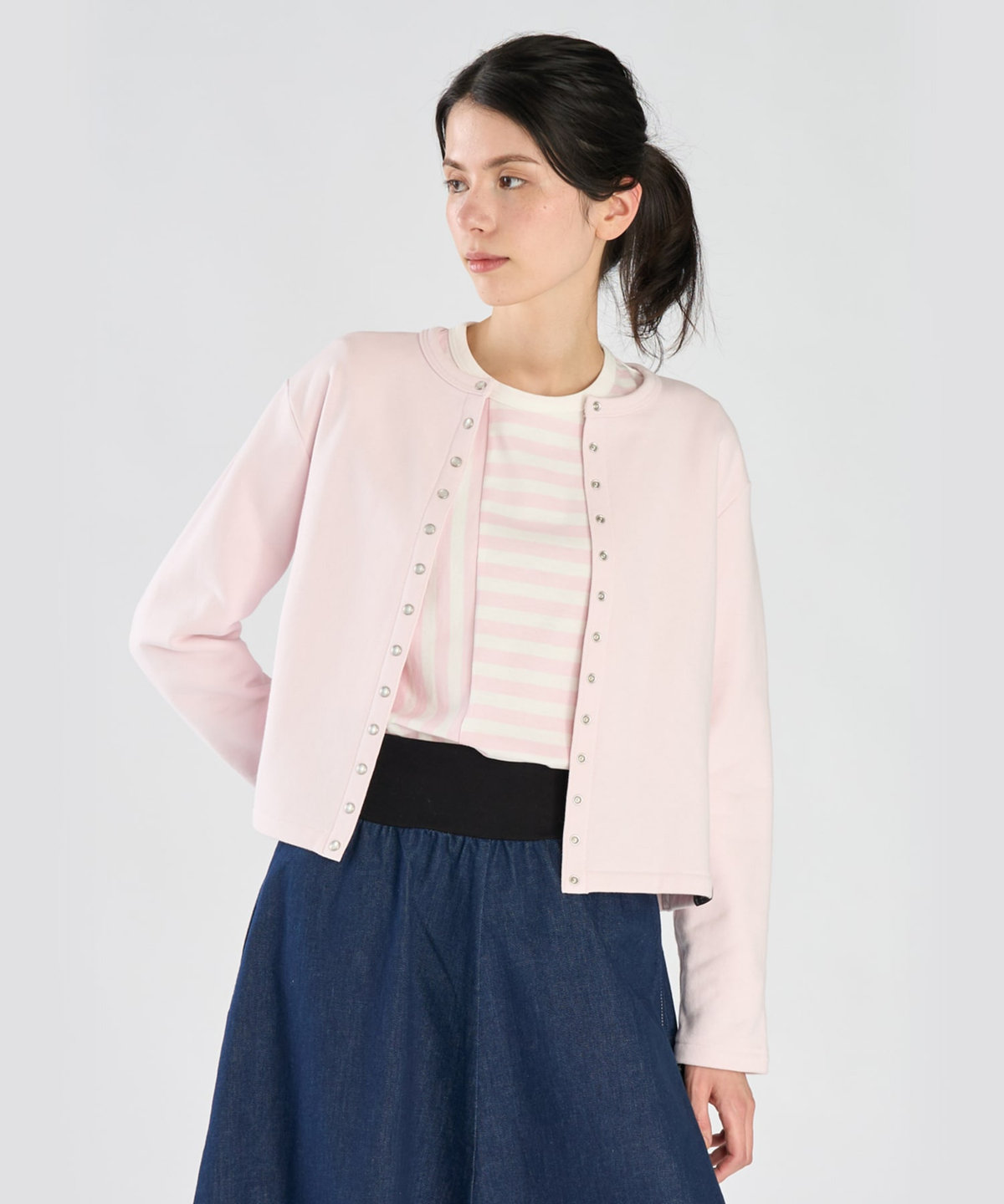 FEMME ウィメンズ WEBスペシャル ロゴ コットン 長袖 カーディガンプレッション ピンク