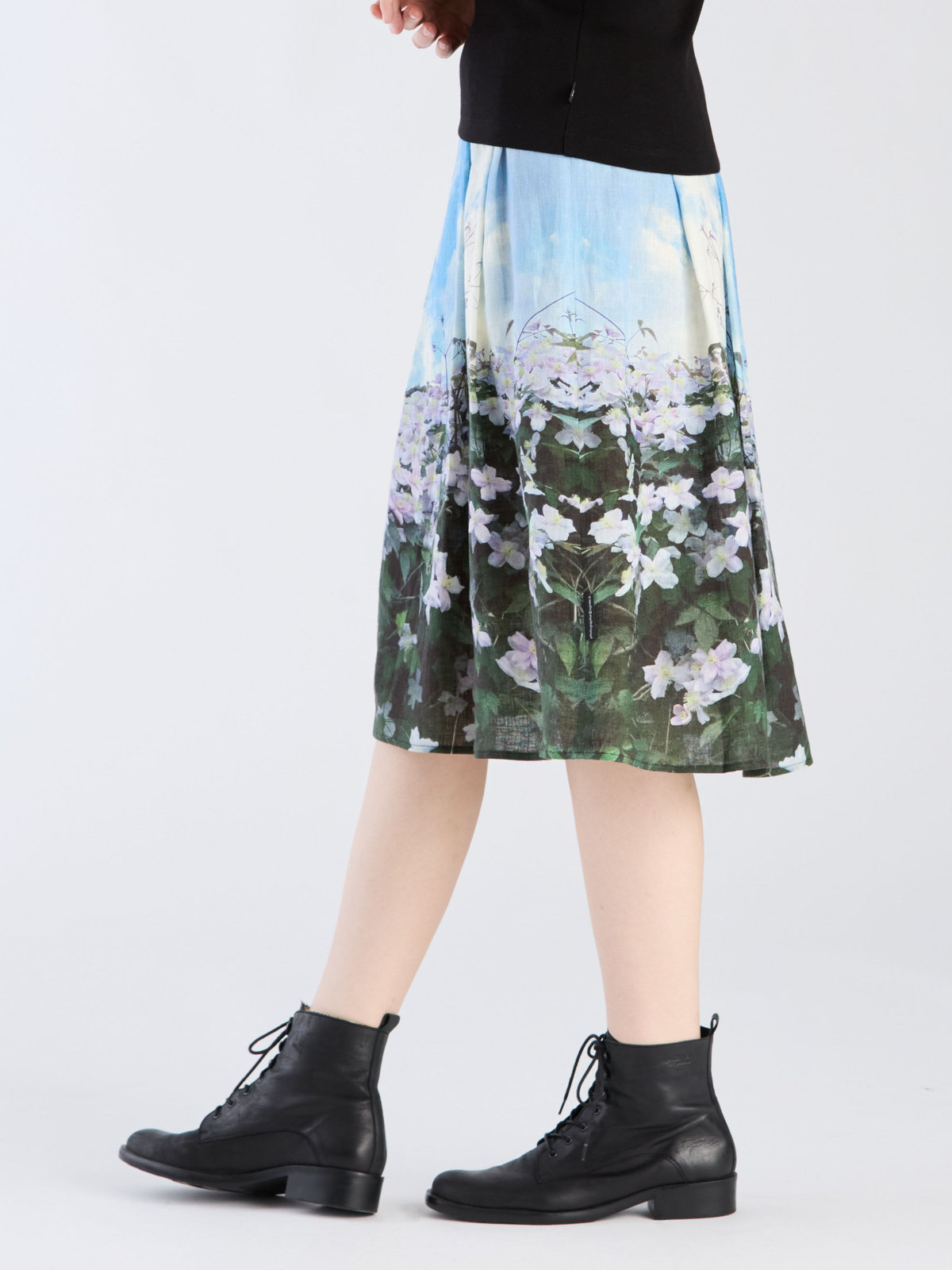 FEMME ウィメンズ フォトプリント リネン フレアスカート "Seringat" マルチ