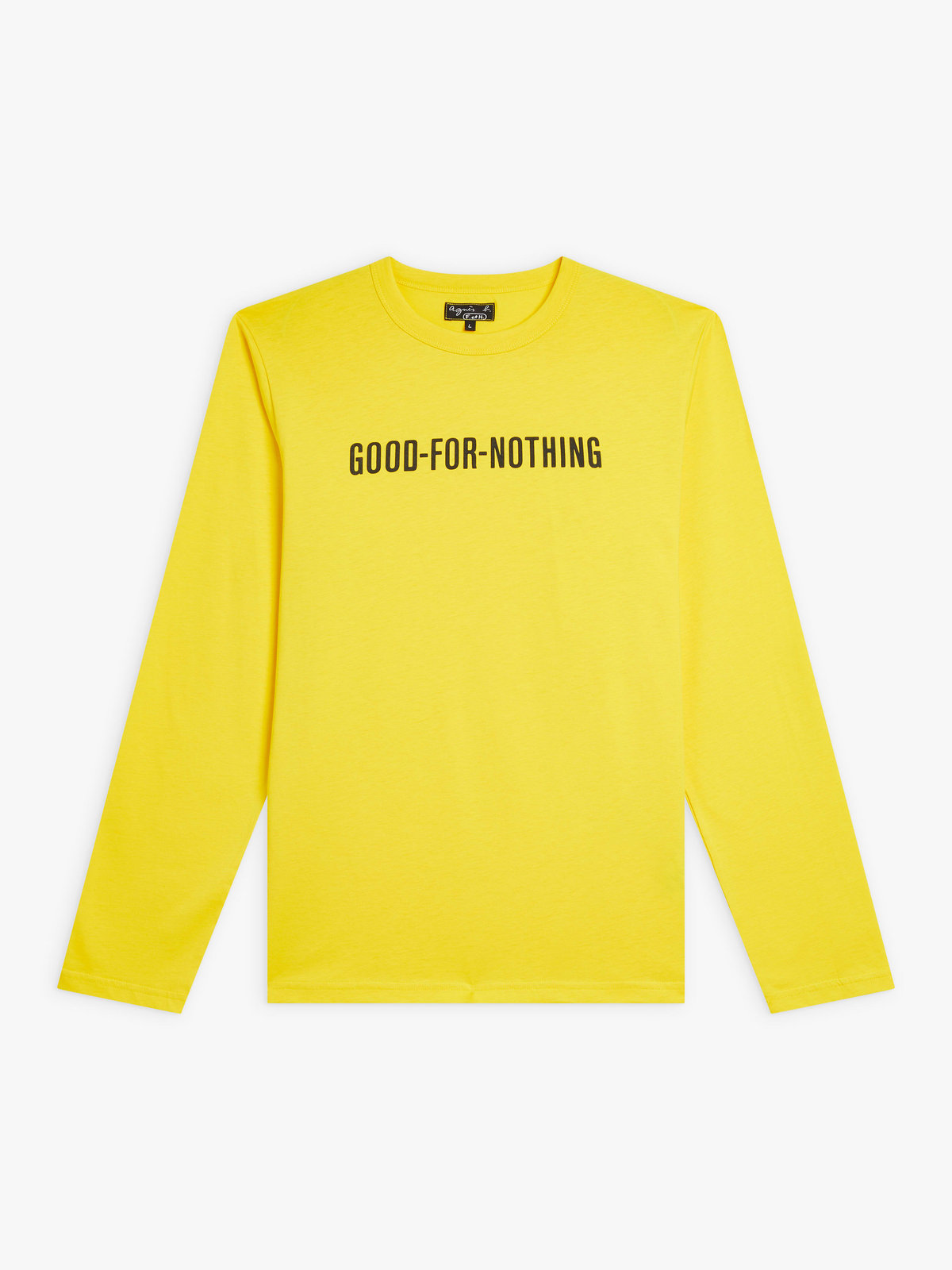 FEMME ウィメンズ メッセージ プリント コットン 長袖 Tシャツ ”Good-for-nothing” イエロー系その他