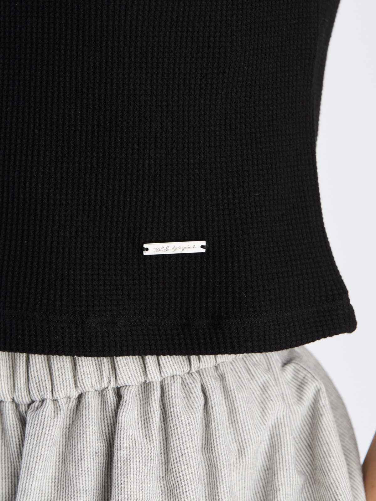 To b. by agnès b. 【Outlet】ワッフル コンパクト 半袖 Tシャツ ブラック