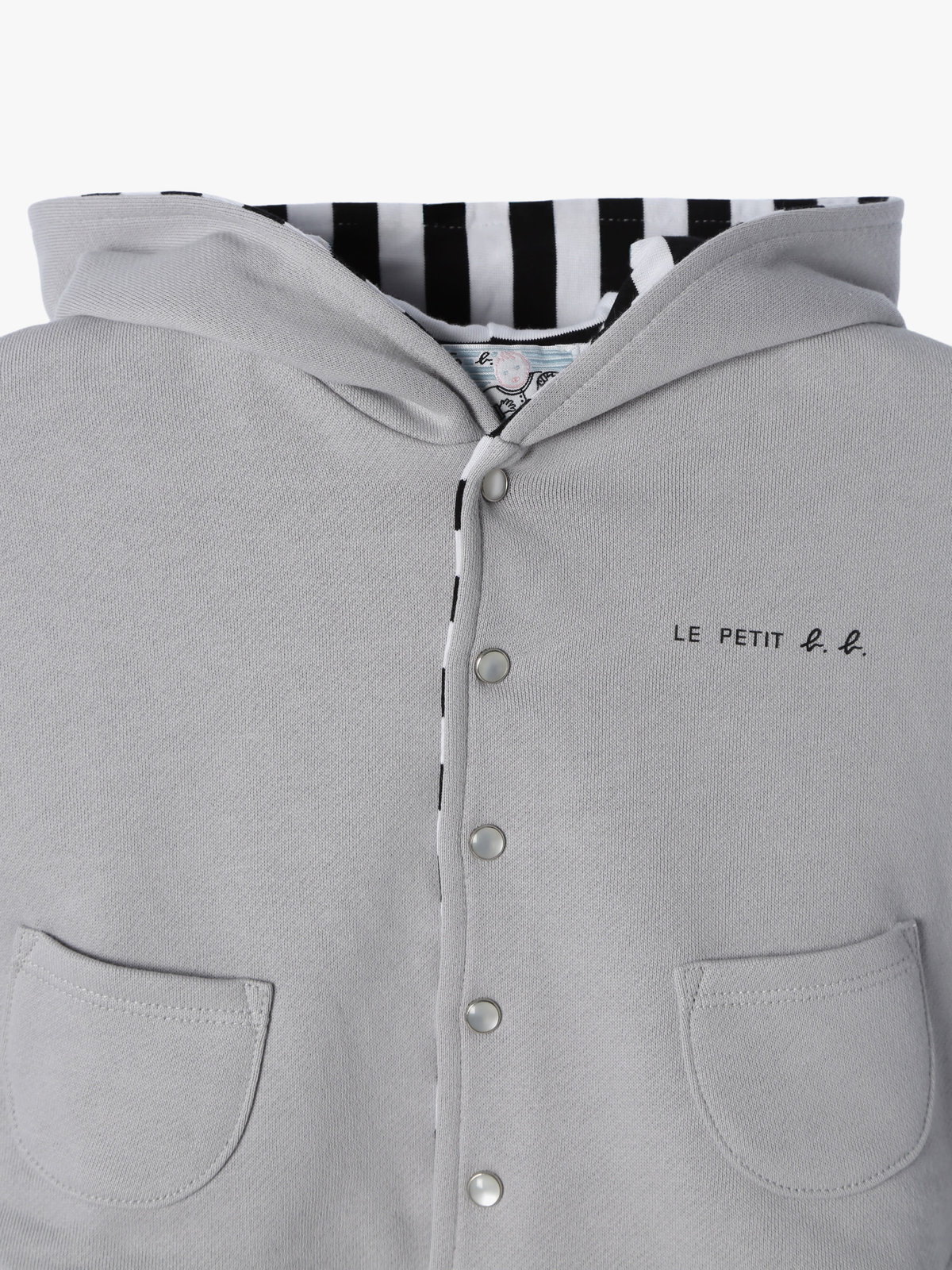 ENFANT ベビー ベビー ”b.b.”ロゴ コットン リバーシブル ポンチョ グレー