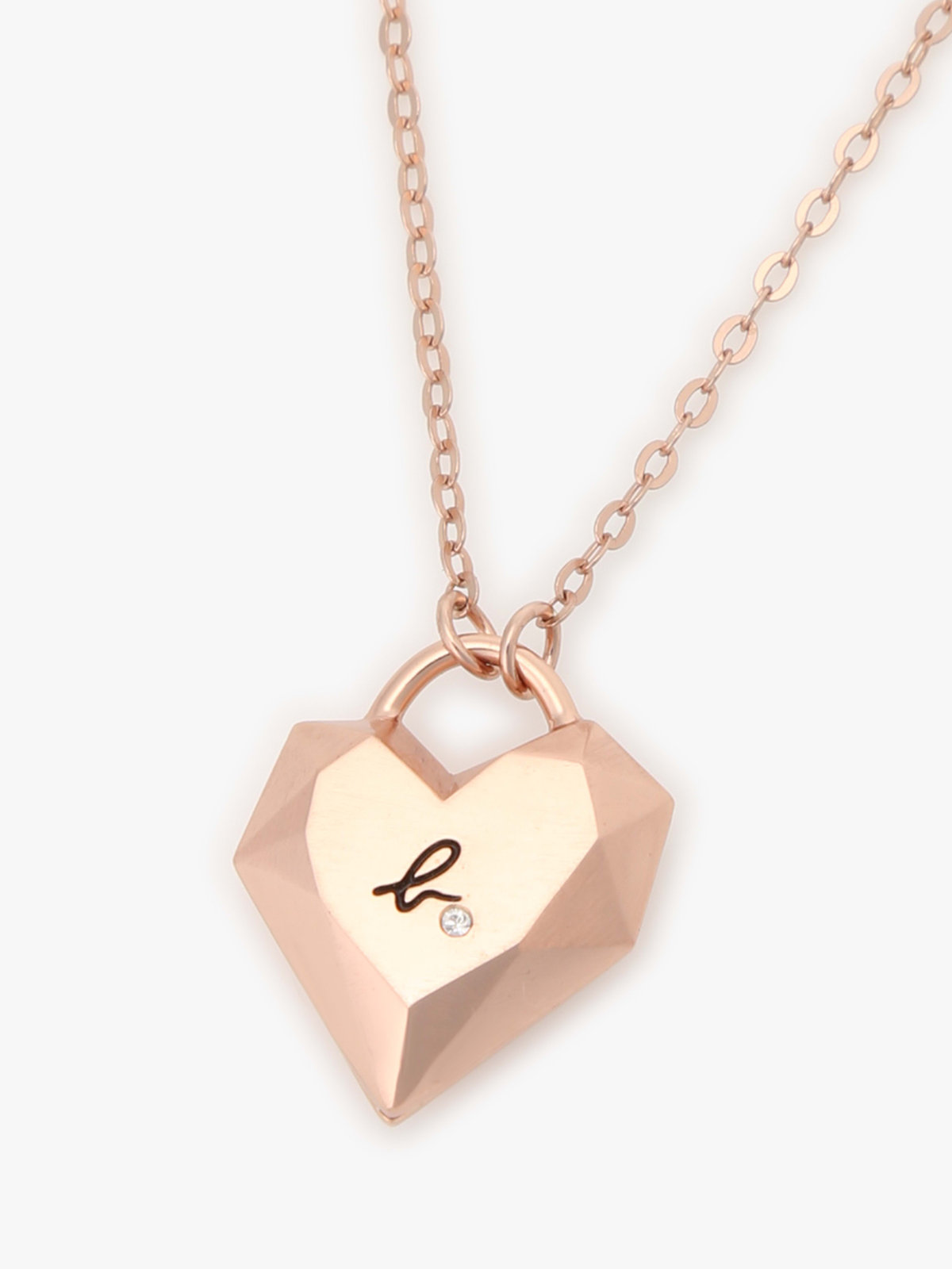 FEMME ウィメンズ ハート ネックレス ”Carving of love” ピンクベージュ