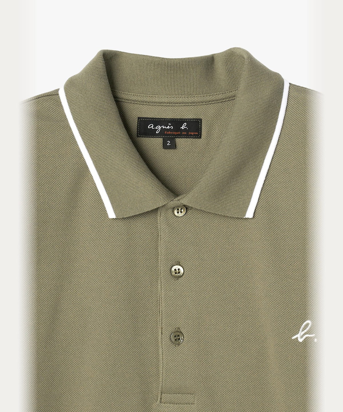 HOMME メンズ メンズ "b."ロゴ 刺繍 コットン 半袖 ポロシャツ "Brazilia" グリーン系その他