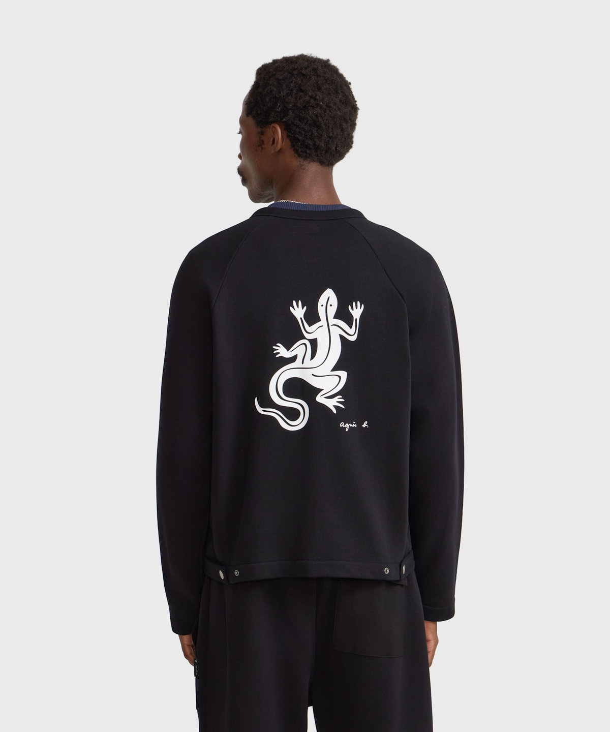 HOMME メンズ メンズ  アイコニック プリント オーガニックコットン 長袖 カーディガン "Lezard" ブラック