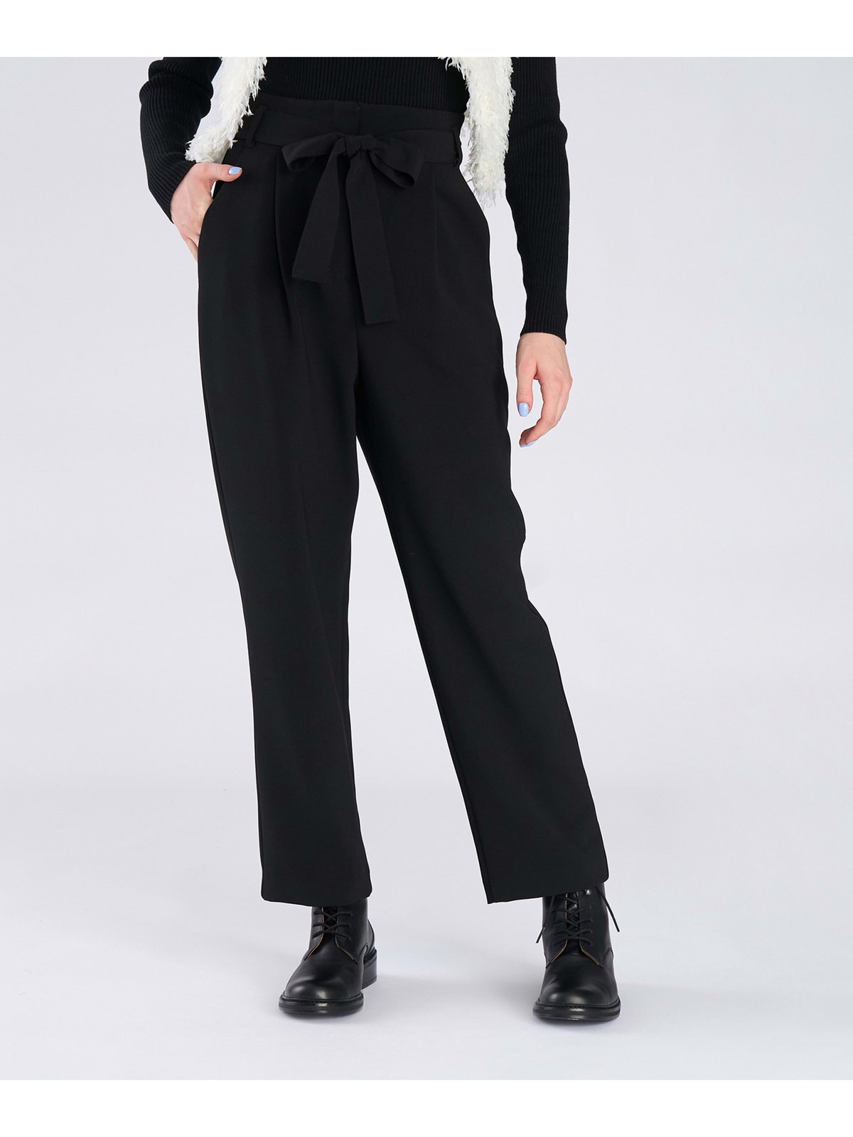 To b. by agnès b. ダブルクロス タックパンツ ブラック