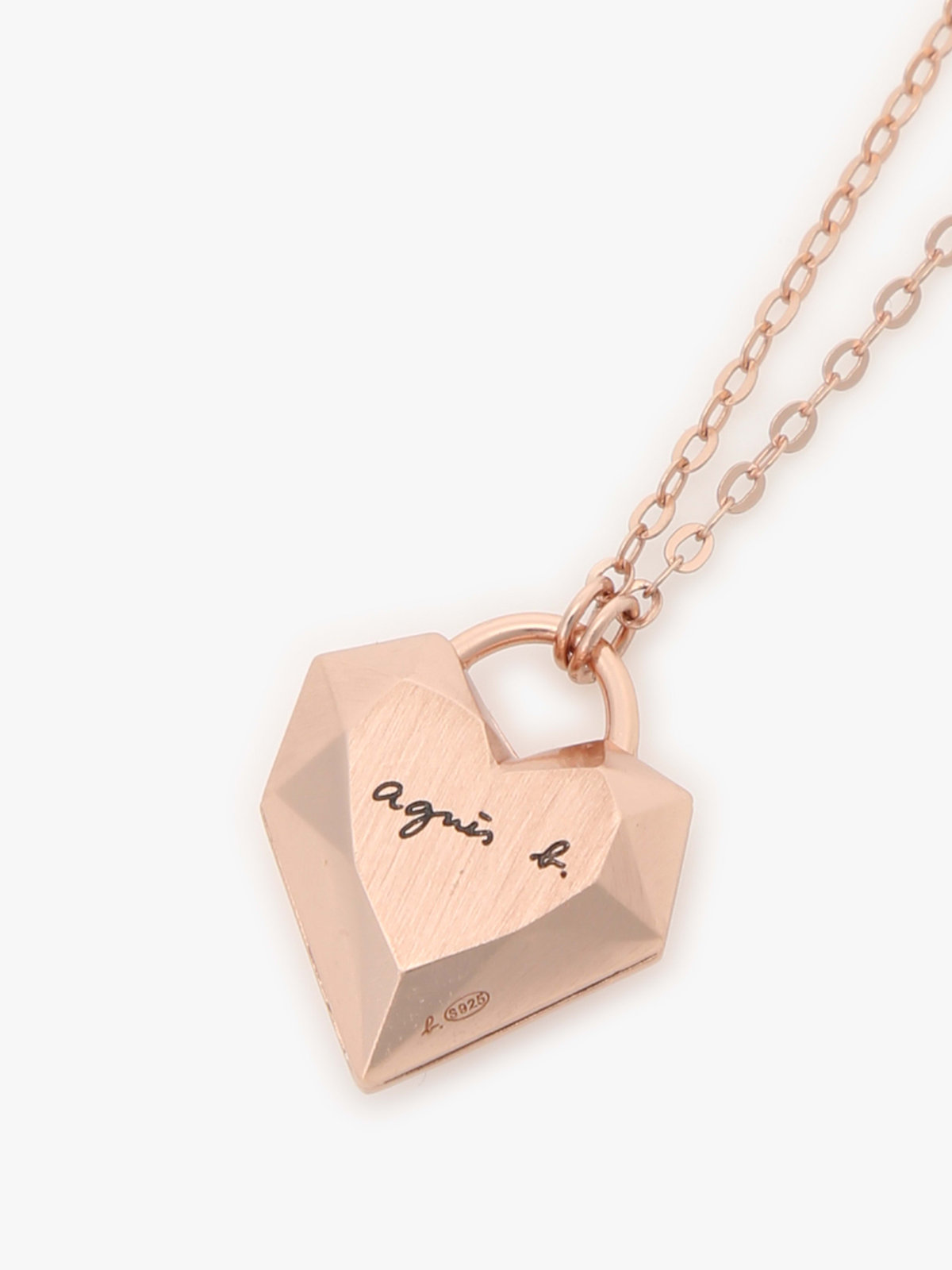 FEMME ウィメンズ ハート ネックレス ”Carving of love” ピンクベージュ