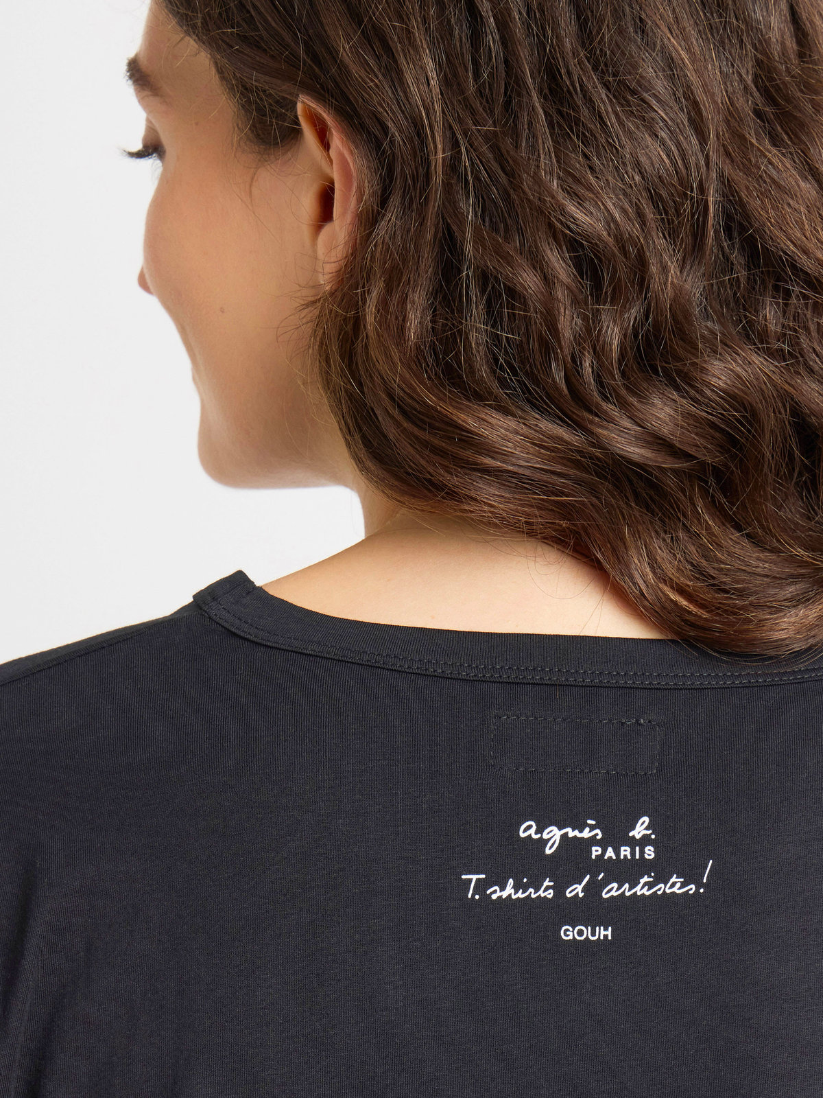 FEMME ウィメンズ コットン プリント 長袖 アーティスト Tシャツ ”Gouh” ブラック