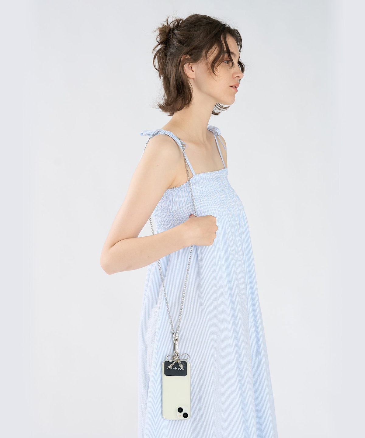 To b. by agnès b. メタル リボン モバイルショルダー シルバー