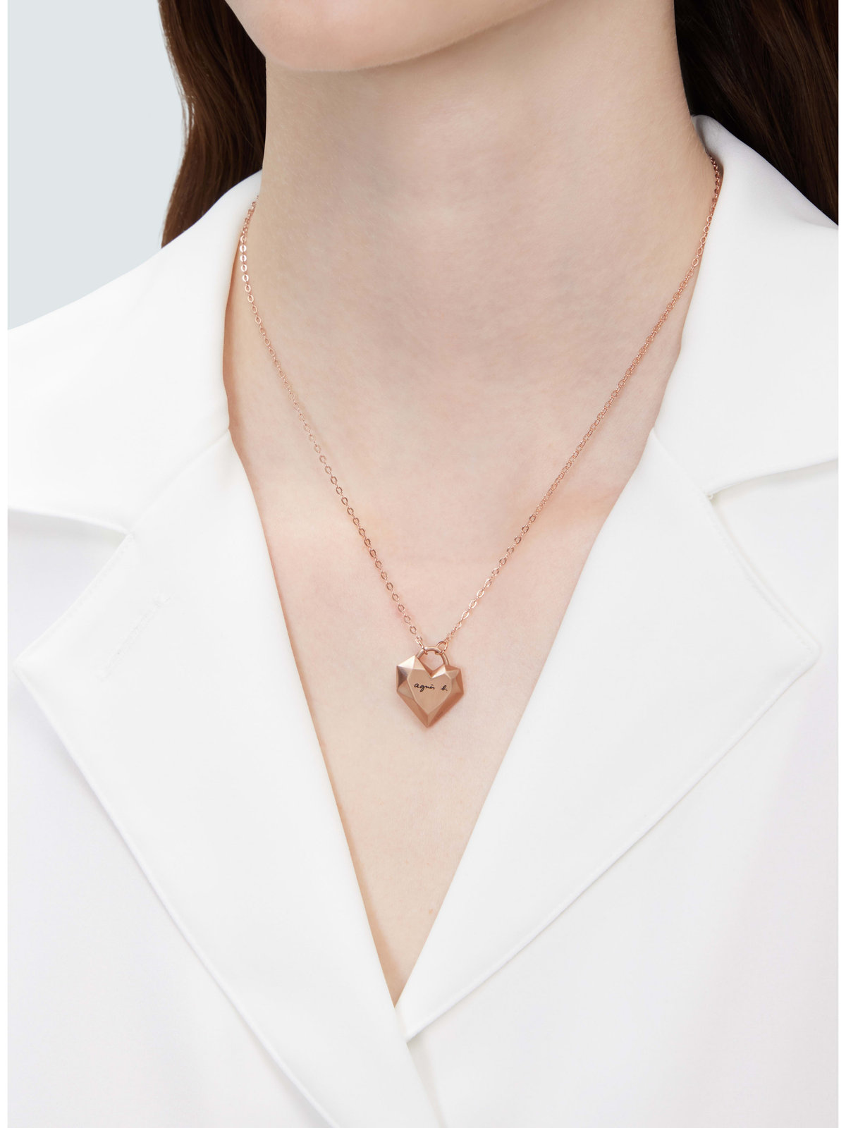 FEMME ウィメンズ ハート ネックレス ”Carving of love” ピンクベージュ