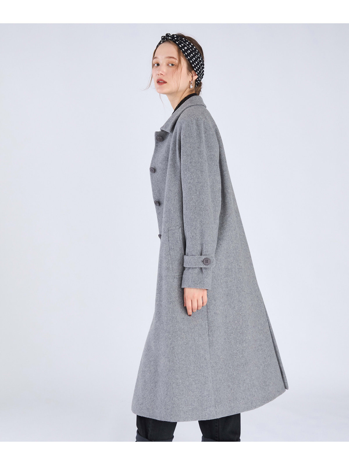 To b. by agnès b. ラムウールロングコート グレー