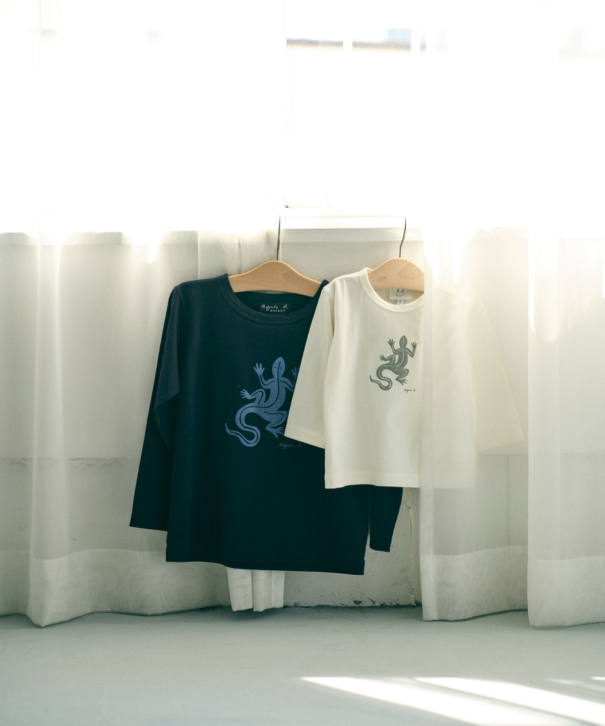 ENFANT ユニセックス キッズ ロゴ アイコニック プリント コットン 長袖 Tシャツ "Lezard" ブルー系その他