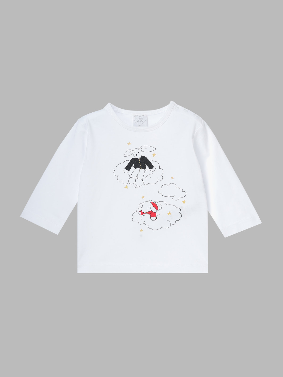 ENFANT ベビー ベビー プリント コットン 長袖 トップス ”Doudou nuages” ホワイト