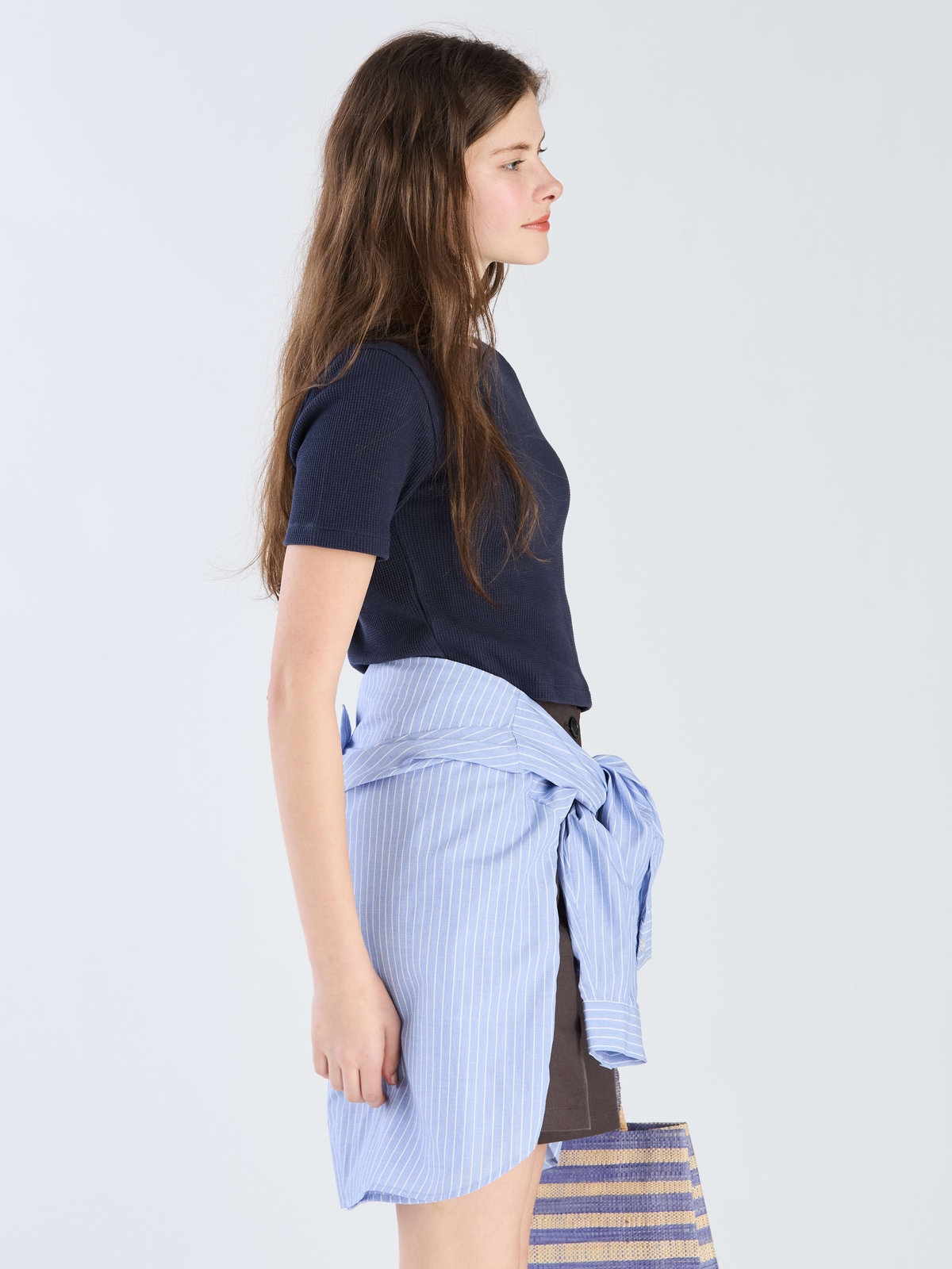 To b. by agnès b. 【Outlet】ワッフル コンパクト 半袖 Tシャツ ネイビー